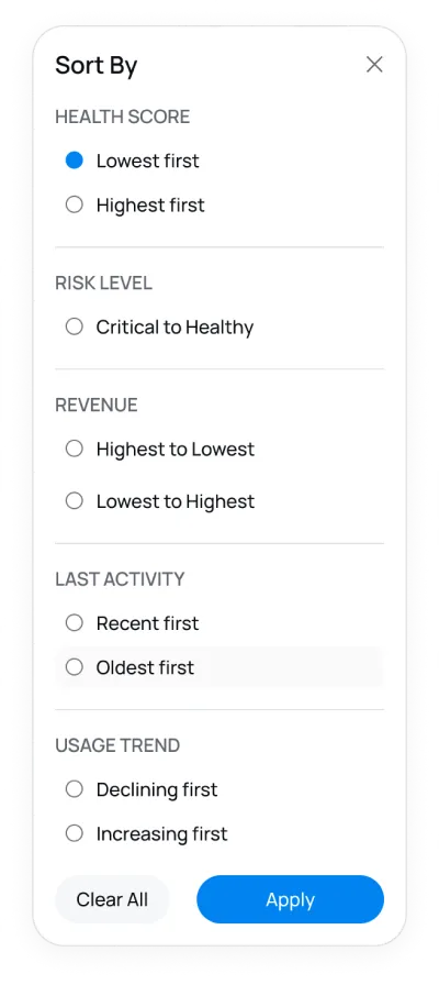 Sort by overlay