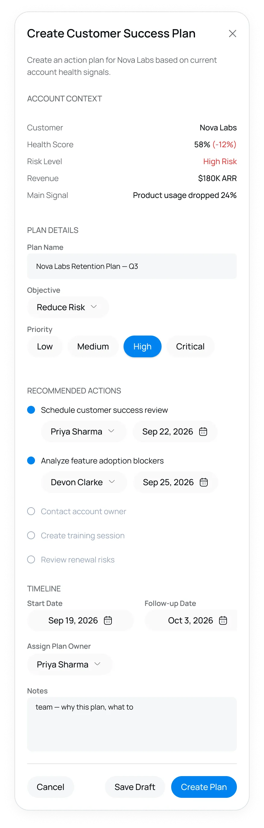 Create plan overlay on mobile