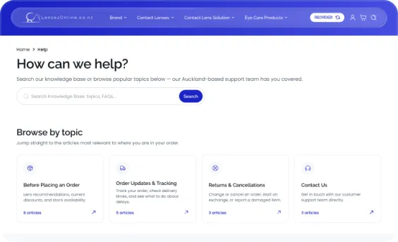 Help page, desktop