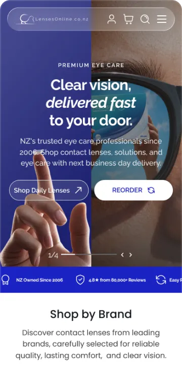 Home page, mobile