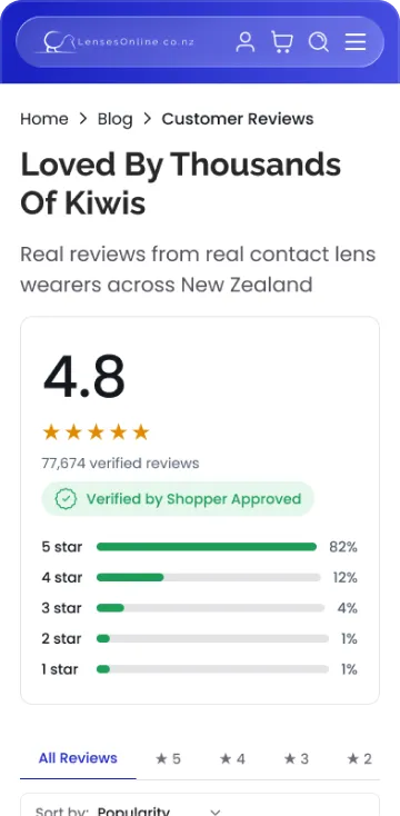 Reviews page, mobile