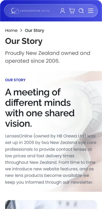 About page, mobile
