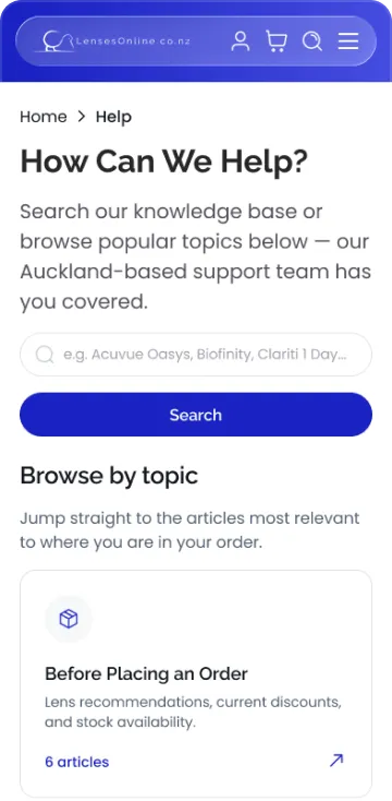 Help page, mobile