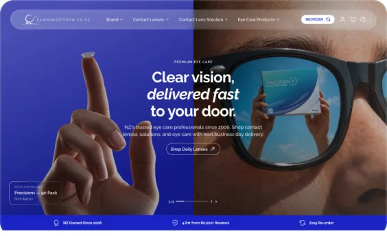 Home page, desktop
