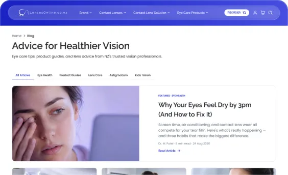Blog page, desktop