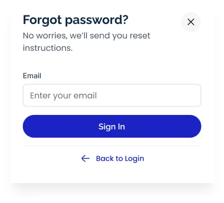 Mobile login: Forgot password
