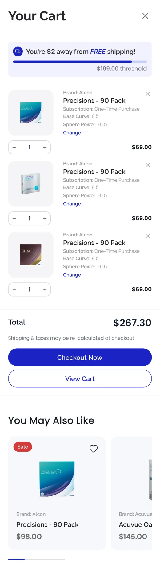 Cart slider, mobile