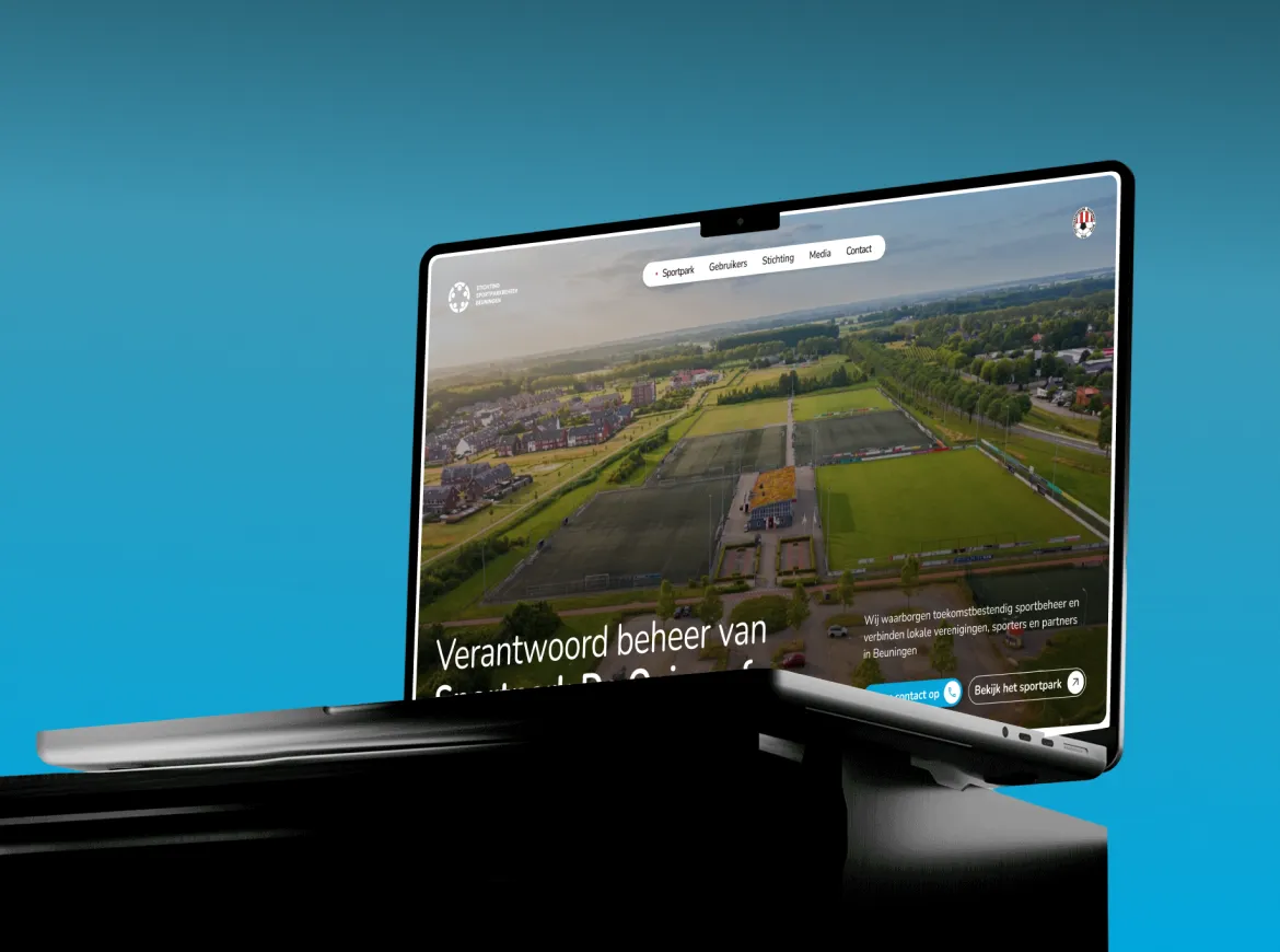 Stichting Sportpark homepage on a laptop